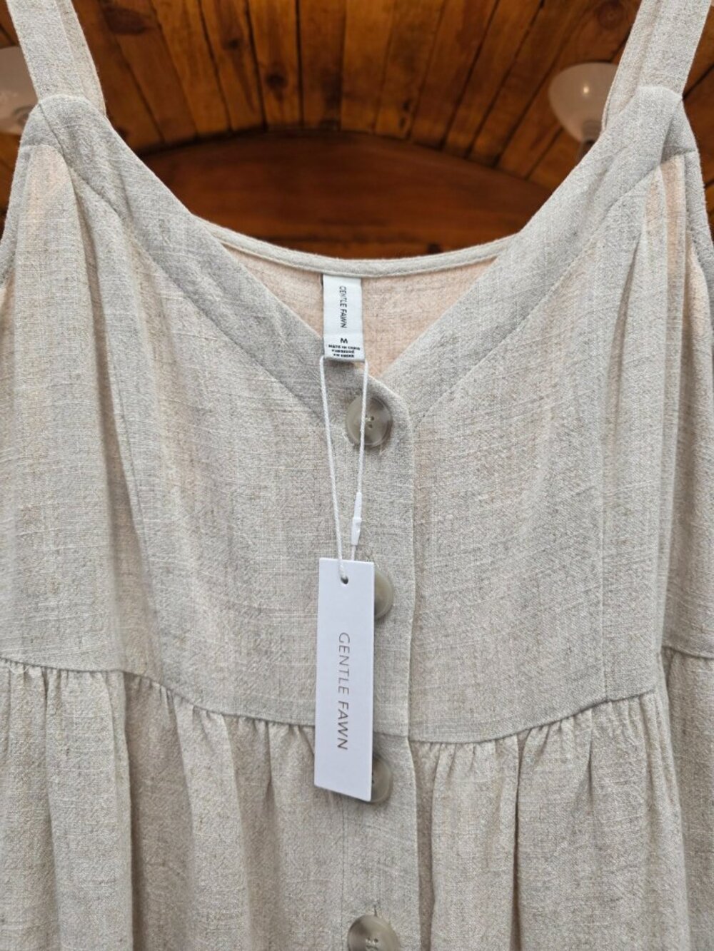 Gentle Fawn Beige Button-Front Linen Sundress SZ Medium. NWT - Picture 3 of 11